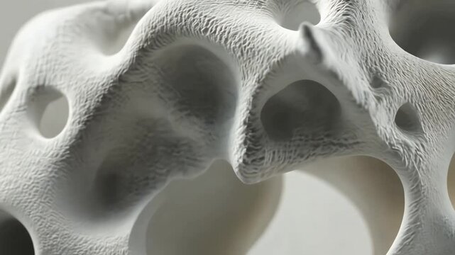 Close-up abstract image of a white textured surface with holes, resembling a 3D printed object.