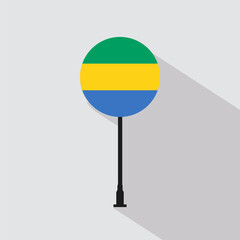 Gabon National Circle Sign Flag Vector Illustration
