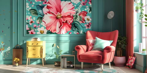 Organic Ornamentation: Delicate floral patterns in vibrant hues adorn walls and furniture, adding a touch of whimsy to any room.