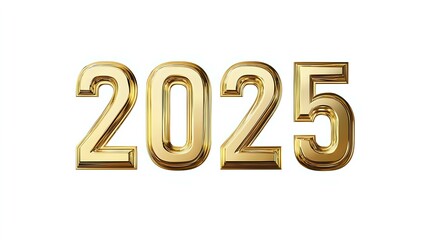 Golden 2025 numbers on white background.
