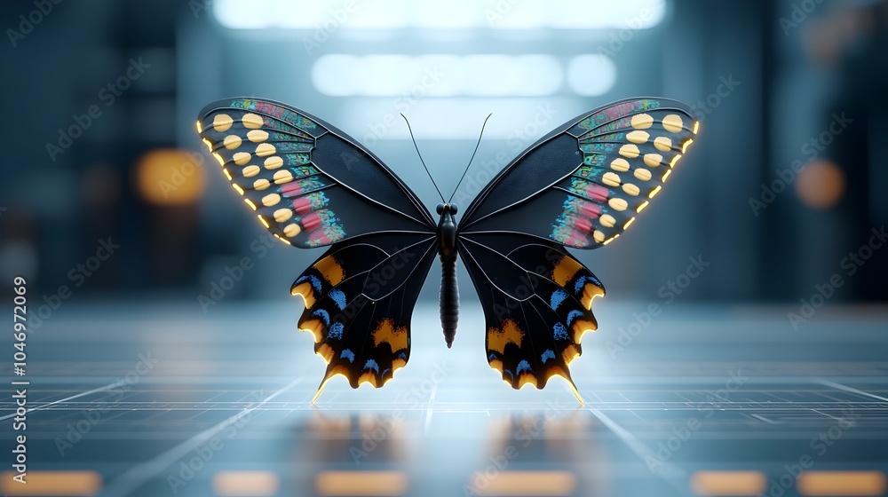 Leinwandbilder stunning close up of a large vibrant butterfly featuring intricate thai inspired pattern wings illum