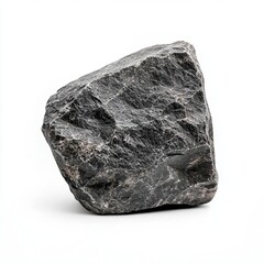 Single gray stone with natural texture, isolated, clean white background, clipping path included, perfect for product mockups and design