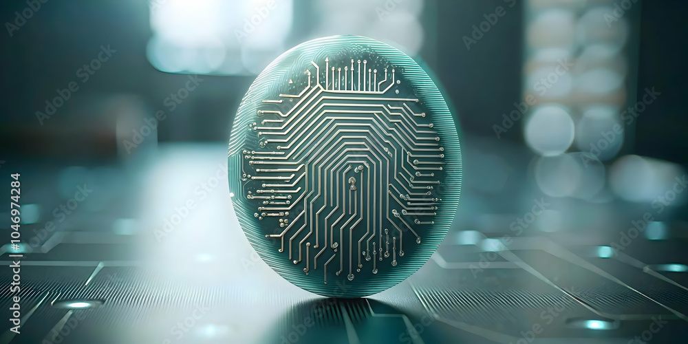 Aufkleber macro image fingerprint embedded circuitry close up human fingerprint patterns technology identity i