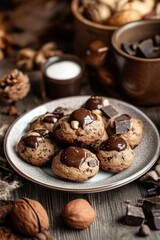 Buckeyes Chocolate and Peanut Butter Cookies on Plate, Delicious Dessert