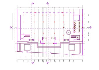 2D top-view floor plan of a mosque ground floor with detailed notations, serving as a reference for similar building types and highlighting essential design and construction planning considerations