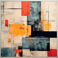 Colored geometric abstraction painting with paints. Modern art abstraction. Wall painting geometric art circle.  Geometric pattern fabric, abstraction print on fabric and paper.