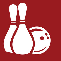 Fototapeta premium two bowling pins and a bowling ball on a red background
