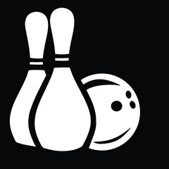 Fototapeta premium two bowling pins and a bowling ball on a black background