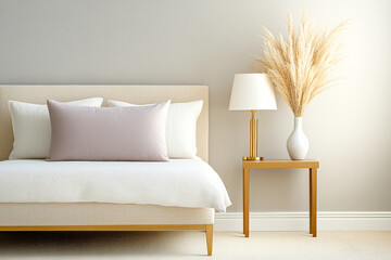 Cozy bedroom featuring a comfortable bed and elegant decor with natural elements