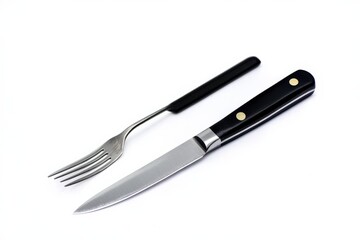 Carving Knife. Black Blade and Clean Handle for Food Carving on White Background