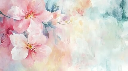 colorful watercolor banner for mother's day, adorned with blooming flowers and soft pastel hues, inviting warmth and love with space for heartfelt messages