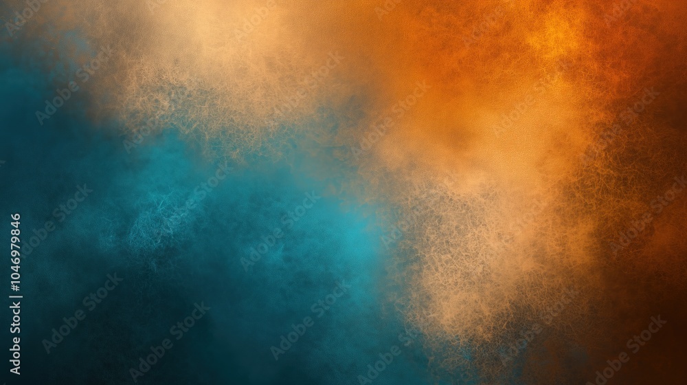 Fototapete abstract background with contrasting orange and teal hues blended seamlessly, featuring a subtle dus