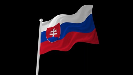 slovakia flag flying black background