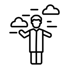 Man Weathercaster Vector Line Icon Design