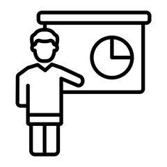 Man Presentation Vector Line Icon Design