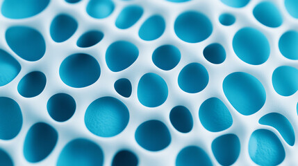 Abstract close-up of a textured surface with blue circular patterns and white background, perfect for backgrounds and graphic design.