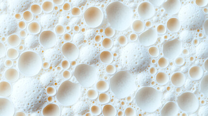 Abstract close-up of bubbles and foam with soft, muted colors on a light background, creating a textured, ethereal design.
