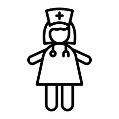Hospital Nurse Vector Line Icon Design