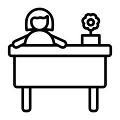 Florist Woman Vector Line Icon Design