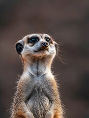 Fototapeta premium Close up Alert Meerkat Scanning Horizon Symbolizing Community and Vigilance in the Wild