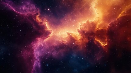 Vibrant cosmic nebula: majestic interstellar clouds in deep space