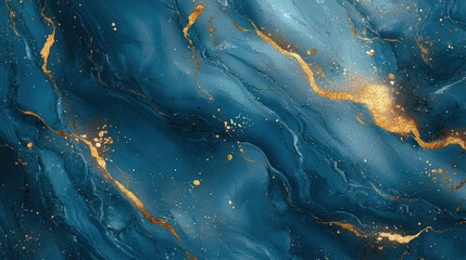 Fototapeta premium Gold marble texture with abstract blue and gold veins for elegant design