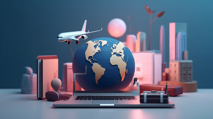 World Tourism Day with monuments and transport  hoersching, austria, 21 may 2024, swedish air force, Svenska Flygvapnet, Saab S100D Argus, Flight ticket and plane cartoon style 