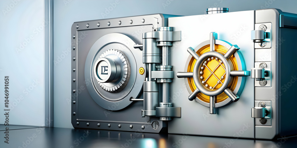Aufkleber plain background secure digital vault icon robust data storage protection breaches copy space concep