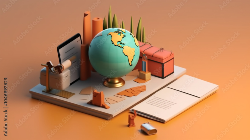 Poster concept of financial analysis. stock market graph and table with computer background an educational 