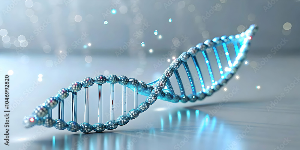 Poster macro image dna strand binary code close up visualizes fusion genetics digital technology science fi