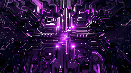 Abstract dark purple technology microchip background illustration design.