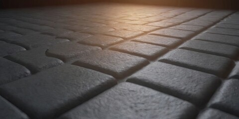 Obraz premium A close up of a black tile floor with a sun shining on it