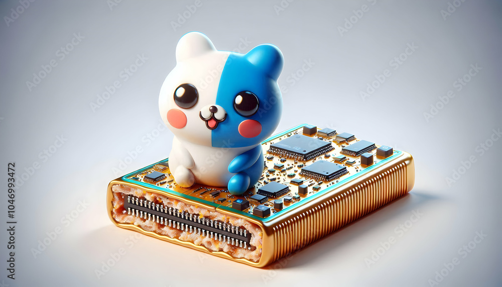 Poster 3d macro energy bar with edible microchips close up shot texture tiny tech components symbolizing nu