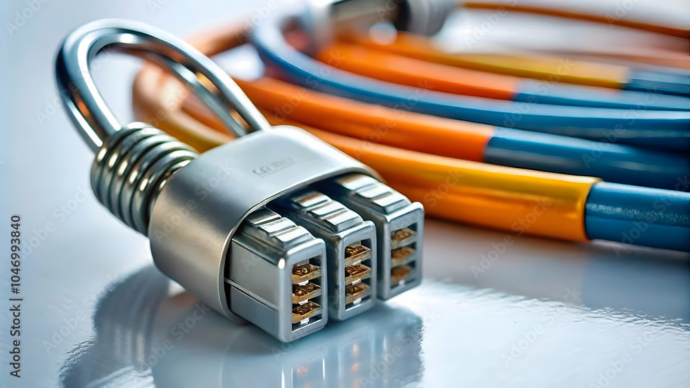 Aufkleber macro shot secure data transmission cables encryption indicators protective layers highlighting impo