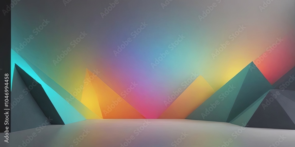 Poster a colorful room with a mountain range in the background