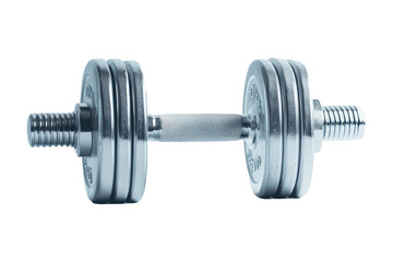 Fototapeta premium Metal Dumbbell On Transparent Background PNG For Gym And Fitness. Dumbbell Gym Object