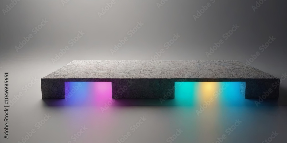 Poster a grey slab of concrete with a series of lights on it