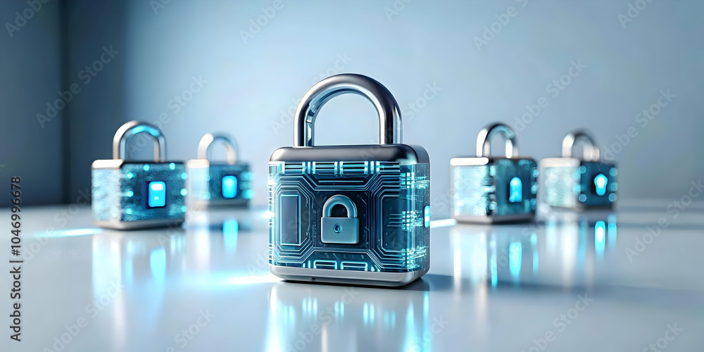 Aufkleber macro close up secure data storage devices encrypted indicators digital protection futuristic settin