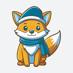 A cute santa claus fox vector art illustration file.