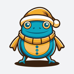 A cute santa claus frog vector art illustration file.