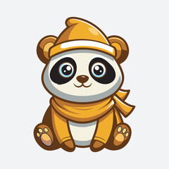 A cute santa claus panda vector art illustration file.