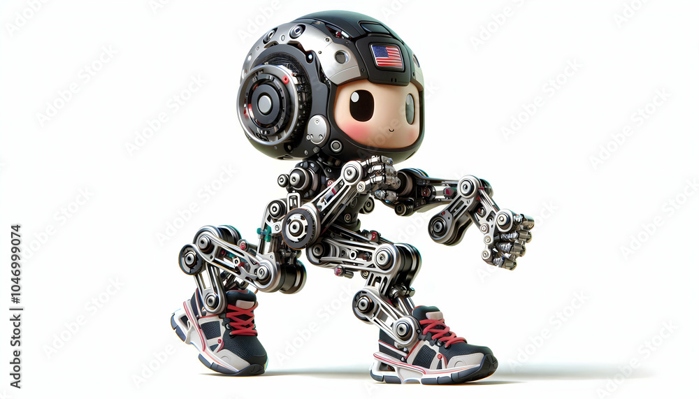 Poster 3d close up robotic exoskeleton joint macro image smooth movement camera pan mechanical components a