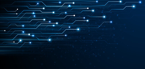 Blue glowing lines with glitter light effect on dark background. High speed internet technology concept or fast wireless data transmission. modern internet network connection technology background	