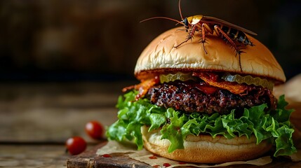 Shocking Cockroach in Burger Symbolic of Unhygienic Fast Food Conditions