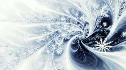 Abstract design with glowing snowflakes and shimmering frost patterns, perfect for a winter scene, isolated on white