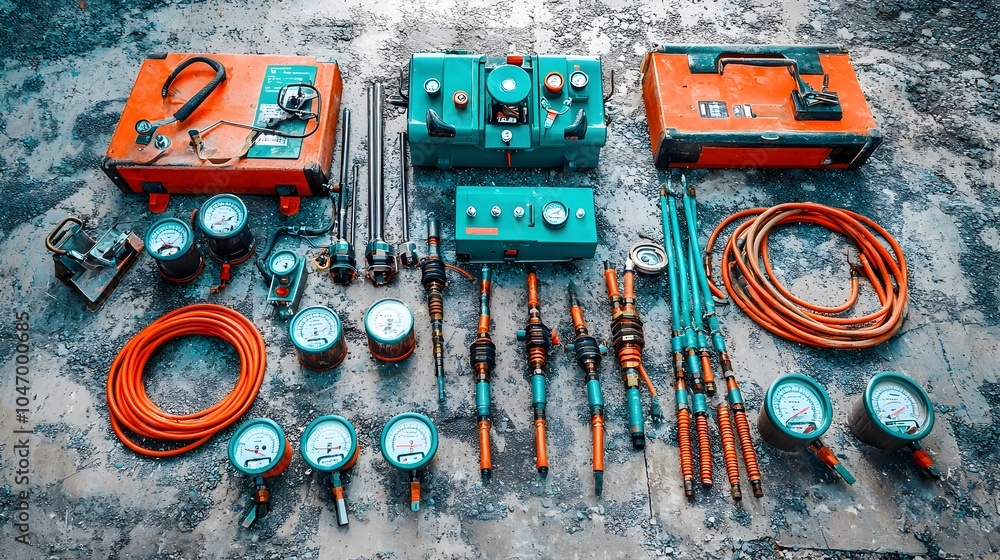 Poster a comprehensive hydraulic engineer s toolkit featuring various equipment such as pressure gauges hos