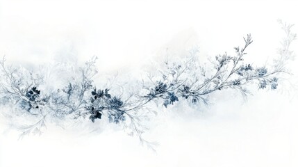 Abstract winter design with floating snowflakes and shimmering ice textures, perfect for a winter vibe, isolated on white