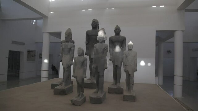 Sudan, Northern Province, Kerma, statues of nubian pharaohs in kerma museum