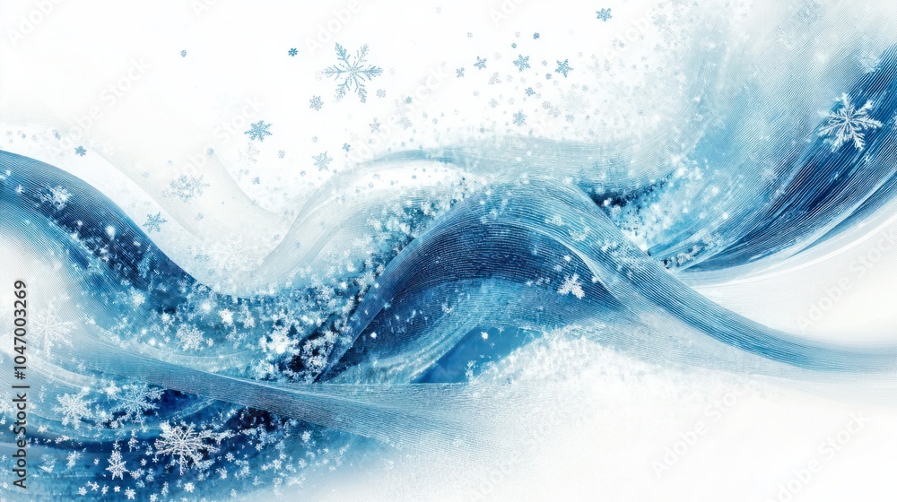 Aufkleber elegant winter abstract with swirling ice patterns and shimmering snowflakes, creating a cool, frost