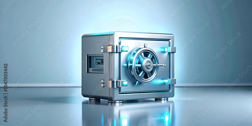 Aufkleber secure digital vault icon on plain background for data protection, robust storage symbolism, ample c